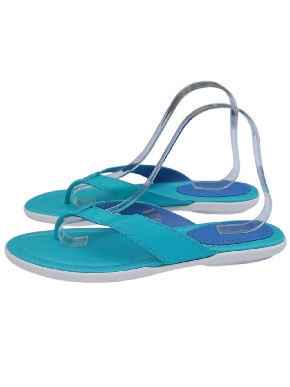 Lands End Aqua Flip Flop Sandals Women's 11B Comfort Beach Casual Travel Coastal